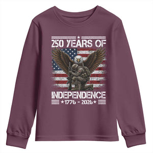 250 Years Of Independence Military Army Youth Sweatshirt 250th Anniversary USA Bald Eagle