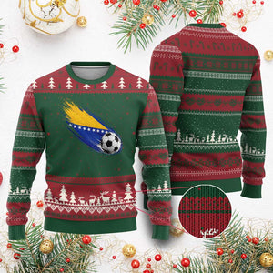 Bosnia and Herzegovina Soccer Lover Bosnian Flag Ugly Christmas Sweater