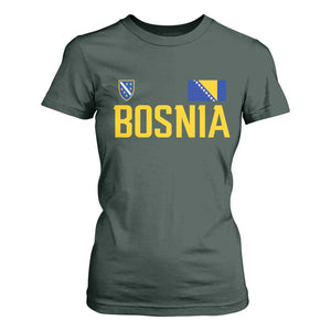 Bosnia and Herzegovina Pride T Shirt For Women BiH Bosnian Flag Souvenirs TS11 Dark Forest Green Print Your Wear