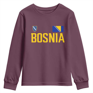 Bosnia and Herzegovina Pride Youth Sweatshirt BiH Bosnian Flag Souvenirs TS11 Maroon Print Your Wear
