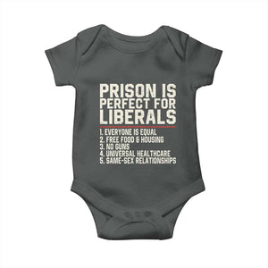 Prison Is Perfect For Liberals Baby Onesie Funny Anti Liberal Political Quote
