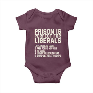 Prison Is Perfect For Liberals Baby Onesie Funny Anti Liberal Political Quote