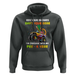 Back To School Hoodie Rev Your Engines Shift Your Gear I'm Crashin' Into My Pre - K Year TS11 Dark Heather Print Your Wear