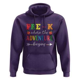 Back To School Hoodie Pre-K Where The Adventure Begins Apple Arrow TS11 Purple Print Your Wear