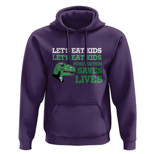 Funny Teacher Hoodie Let's Eat Kids Punctuation Saves Lives Dinosaur TS11 Purple Print Your Wear