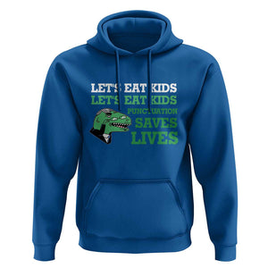 Funny Teacher Hoodie Let's Eat Kids Punctuation Saves Lives Dinosaur TS11 Royal Blue Print Your Wear