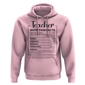 Funny Teacher Hoodie Nutrition Facts Back To School TS11 Light Pink Print Your Wear