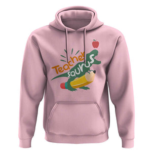 Teacher Saurus Hoodie Back To School Dinosaur Pencil TS11 Light Pink Print Your Wear
