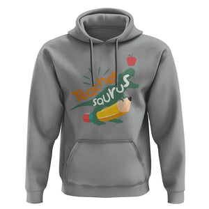 Teacher Saurus Hoodie Back To School Dinosaur Pencil TS11 Sport Gray Print Your Wear
