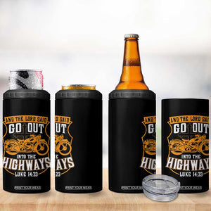 Christian Biker 4 in 1 Can Cooler Tumbler And The Lord Said Go Out Into The Highways Luke 14 23