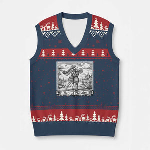 Heated Chivalry Medieval Knights Kissing LGBT Pride V-Neck Knit Sweater Vest TS11 Navy Red Print Your Wear