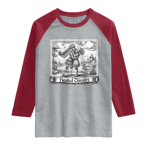 Heated Chivalry Medieval Knights Kissing LGBT Pride Raglan Shirt TS11 Heather Gray Heather Red Print Your Wear