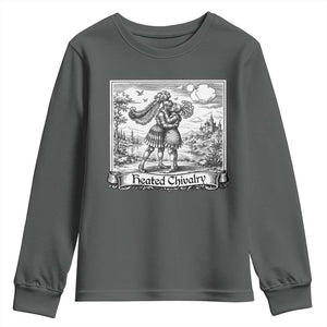 Heated Chivalry Medieval Knights Kissing LGBT Pride Youth Sweatshirt TS11 Dark Heather Print Your Wear
