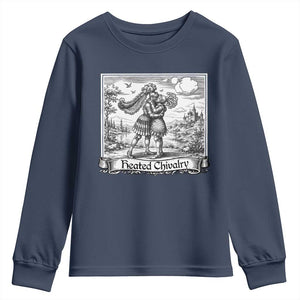 Heated Chivalry Medieval Knights Kissing LGBT Pride Youth Sweatshirt TS11 Navy Print Your Wear