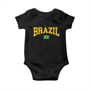Brazil Football Throwback Design Vintage Brazilian Flag Jersey Style Baby Onesie TS11 Black Print Your Wear