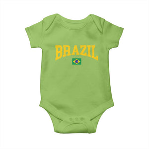 Brazil Football Throwback Design Vintage Brazilian Flag Jersey Style Baby Onesie TS11 Lime Print Your Wear