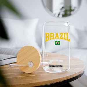 Brazil Football Throwback Design Vintage Brazilian Flag Jersey Style Glass Can TS11 Print Your Wear