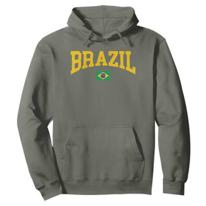 Brazil Football Throwback Design Vintage Brazilian Flag Jersey Style Hoodie TS11 Military Green Print Your Wear