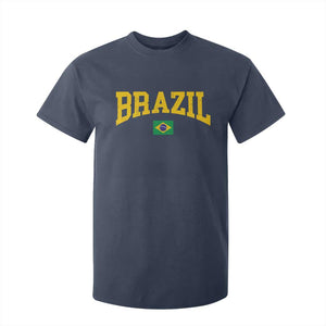 Brazil Football Throwback Design Vintage Brazilian Flag Jersey Style T Shirt For Kid TS11 Navy Print Your Wear