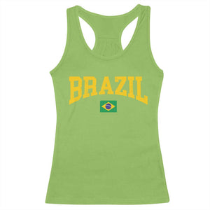 Brazil Football Throwback Design Vintage Brazilian Flag Jersey Style Racerback Tank Top TS11 Lime Print Your Wear