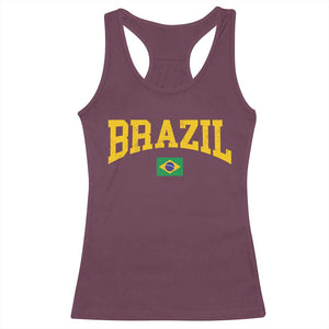 Brazil Football Throwback Design Vintage Brazilian Flag Jersey Style Racerback Tank Top TS11 Maroon Print Your Wear