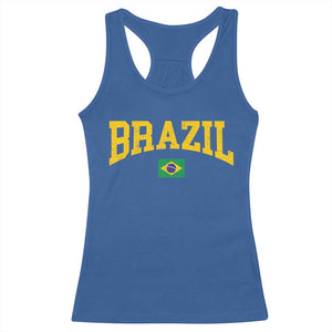 Brazil Football Throwback Design Vintage Brazilian Flag Jersey Style Racerback Tank Top TS11 Royal Blue Print Your Wear