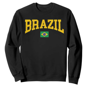 Brazil Football Throwback Design Vintage Brazilian Flag Jersey Style Sweatshirt TS11 Black Print Your Wear