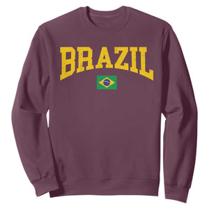 Brazil Football Throwback Design Vintage Brazilian Flag Jersey Style Sweatshirt TS11 Maroon Print Your Wear
