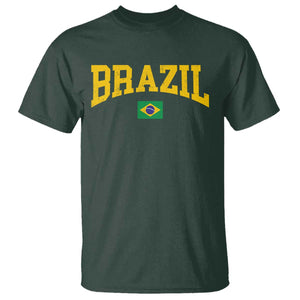 Brazil Football Throwback Design Vintage Brazilian Flag Jersey Style T Shirt TS11 Dark Forest Green Print Your Wear