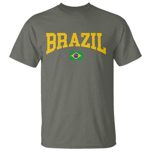 Brazil Football Throwback Design Vintage Brazilian Flag Jersey Style T Shirt TS11 Military Green Print Your Wear