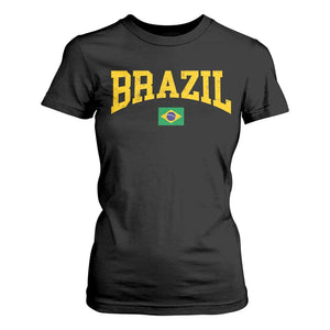 Brazil Football Throwback Design Vintage Brazilian Flag Jersey Style T Shirt For Women TS11 Black Print Your Wear