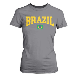Brazil Football Throwback Design Vintage Brazilian Flag Jersey Style T Shirt For Women TS11 Charcoal Print Your Wear