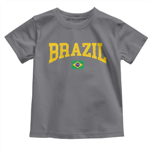 Brazil Football Throwback Design Vintage Brazilian Flag Jersey Style Toddler T Shirt TS11 Charcoal Print Your Wear