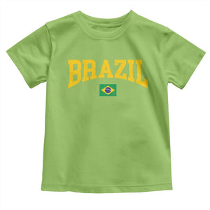 Brazil Football Throwback Design Vintage Brazilian Flag Jersey Style Toddler T Shirt TS11 Lime Print Your Wear