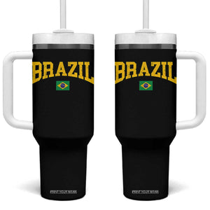 Brazil Football Throwback Design Vintage Brazilian Flag Jersey Style Tumbler With Handle TS11 One Size: 40 oz Black Print Your Wear