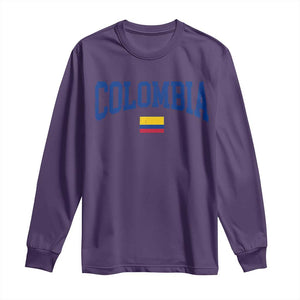 Colombia Football Throwback Design Vintage Colombian Flag Jersey Style Long Sleeve Shirt TS11 Purple Print Your Wear
