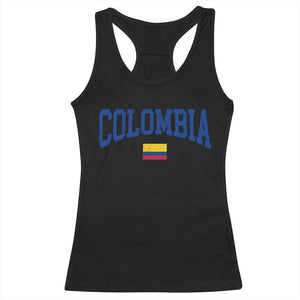 Colombia Football Throwback Design Vintage Colombian Flag Jersey Style Racerback Tank Top TS11 Black Print Your Wear