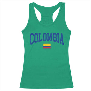 Colombia Football Throwback Design Vintage Colombian Flag Jersey Style Racerback Tank Top TS11 Irish Green Print Your Wear