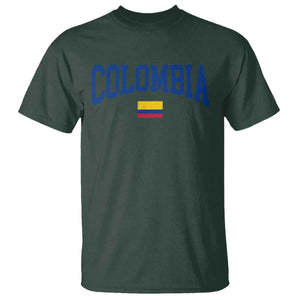 Colombia Football Throwback Design Vintage Colombian Flag Jersey Style T Shirt TS11 Dark Forest Green Print Your Wear