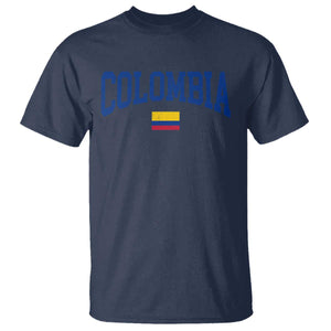 Colombia Football Throwback Design Vintage Colombian Flag Jersey Style T Shirt TS11 Navy Print Your Wear