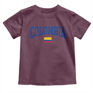 Colombia Football Throwback Design Vintage Colombian Flag Jersey Style Toddler T Shirt TS11 Maroon Print Your Wear