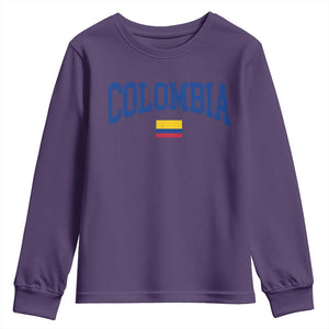 Colombia Football Throwback Design Vintage Colombian Flag Jersey Style Youth Sweatshirt TS11 Purple Print Your Wear