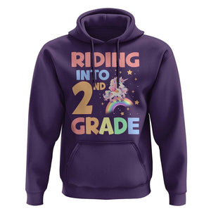 Back To School Unicorn Hoodie Riding Into 2nd Grade Rainbow Star TS11 Purple Print Your Wear