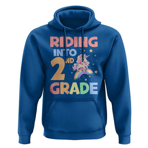 Back To School Unicorn Hoodie Riding Into 2nd Grade Rainbow Star TS11 Royal Blue Print Your Wear
