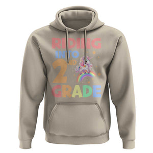 Back To School Unicorn Hoodie Riding Into 2nd Grade Rainbow Star TS11 Sand Print Your Wear