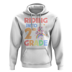 Back To School Unicorn Hoodie Riding Into 2nd Grade Rainbow Star TS11 White Print Your Wear