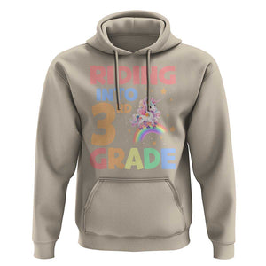 Back To School Unicorn Hoodie Riding Into 3rd Grade Rainbow Star TS11 Sand Print Your Wear