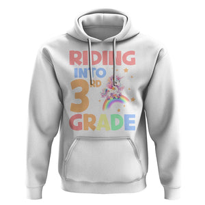 Back To School Unicorn Hoodie Riding Into 3rd Grade Rainbow Star TS11 White Print Your Wear