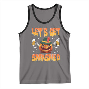 Funny Let's Get Smashed Tank Top Oktoberfest Pumpkin Beer Tyrolean Hat TS11 Deep Heather Black Print Your Wear