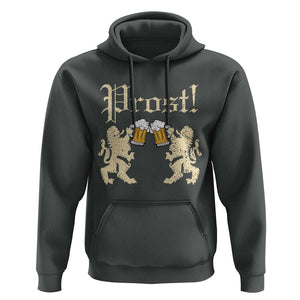 German Prost Hoodie Lion Cheers Beer Drinking Oktoberfest TS11 Dark Heather Print Your Wear